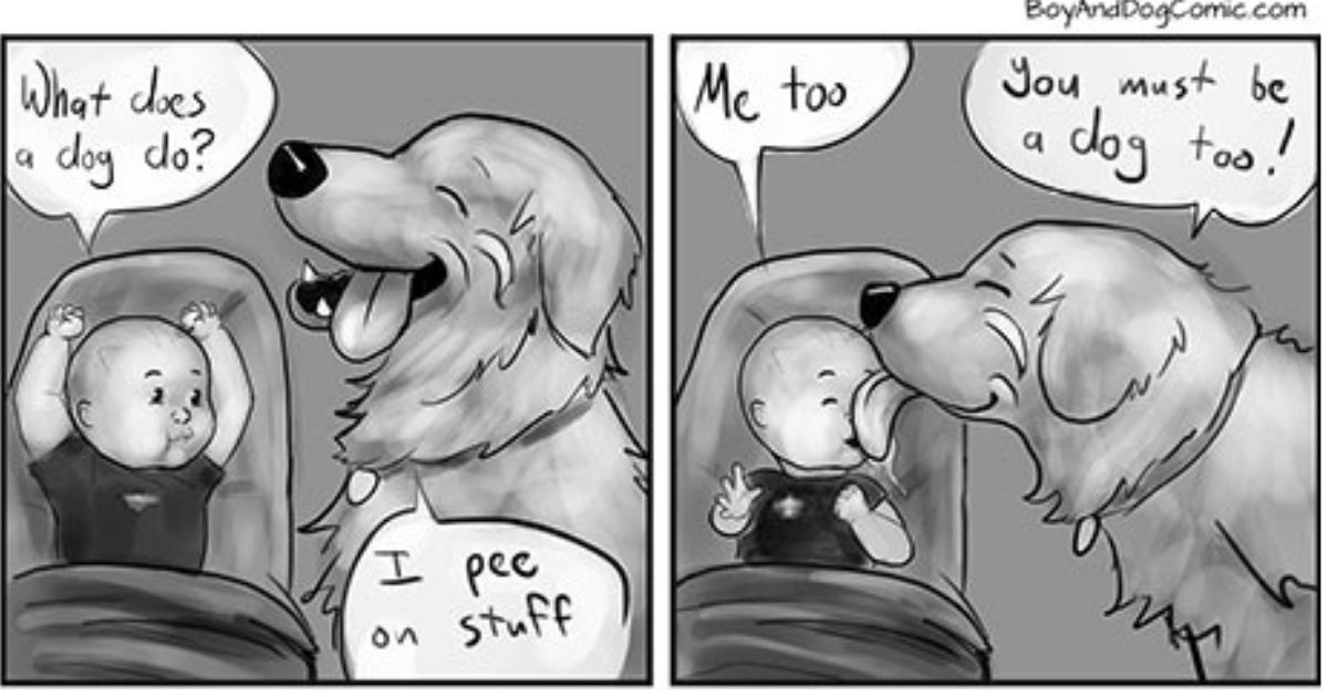 30 Father Hilariously Illustrates Comics The Special Bond Between His Baby And The Family Dog